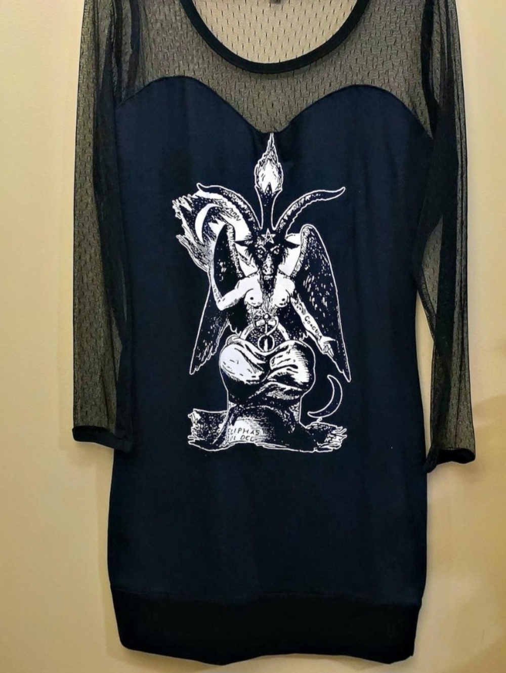 Eye Candy Baphomet Mini Dress w/Mesh Sleeves Sabbatic Goat Occult Size XL